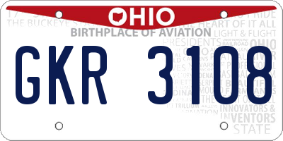 OH license plate GKR3108