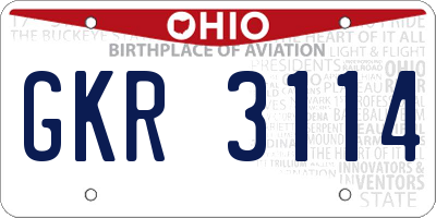 OH license plate GKR3114