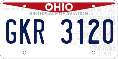 OH license plate GKR3120