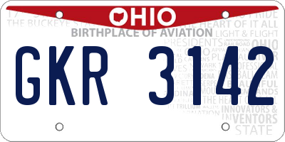 OH license plate GKR3142