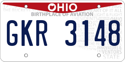 OH license plate GKR3148