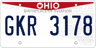 OH license plate GKR3178