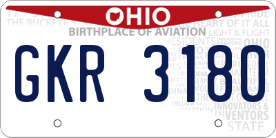 OH license plate GKR3180