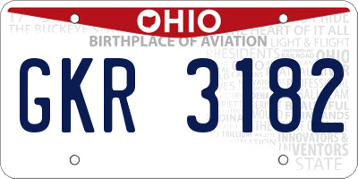 OH license plate GKR3182