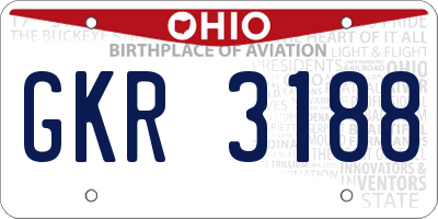 OH license plate GKR3188