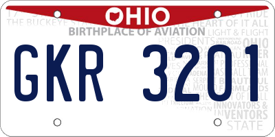 OH license plate GKR3201
