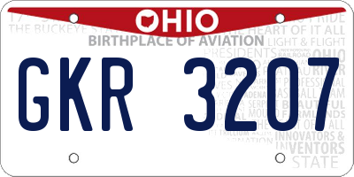 OH license plate GKR3207