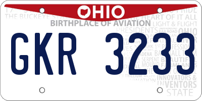 OH license plate GKR3233