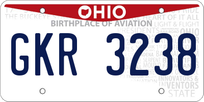 OH license plate GKR3238