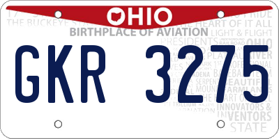 OH license plate GKR3275