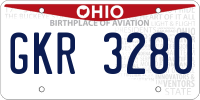 OH license plate GKR3280