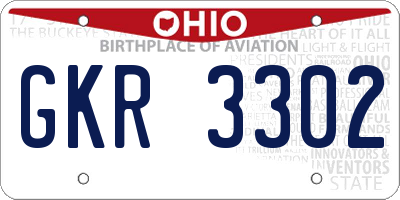 OH license plate GKR3302