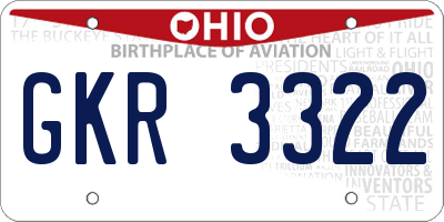 OH license plate GKR3322