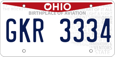 OH license plate GKR3334