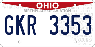 OH license plate GKR3353