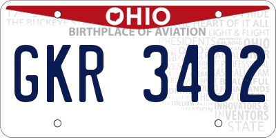 OH license plate GKR3402