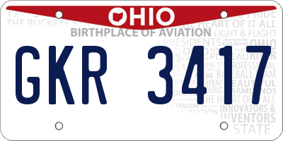 OH license plate GKR3417