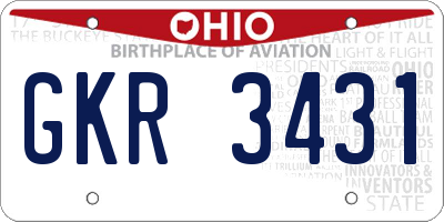 OH license plate GKR3431
