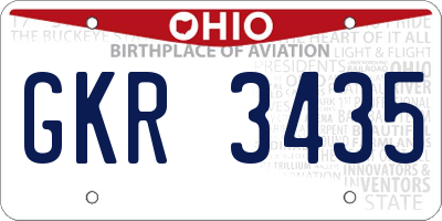OH license plate GKR3435
