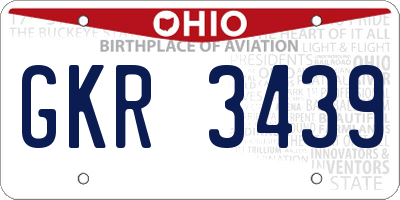 OH license plate GKR3439
