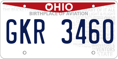 OH license plate GKR3460