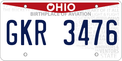 OH license plate GKR3476