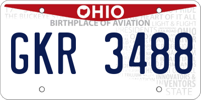 OH license plate GKR3488