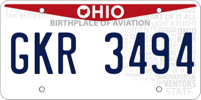 OH license plate GKR3494