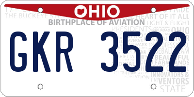 OH license plate GKR3522