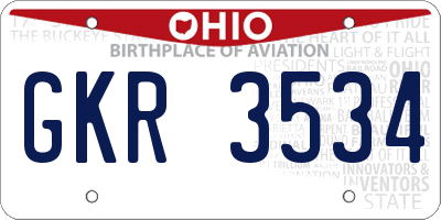 OH license plate GKR3534