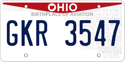 OH license plate GKR3547