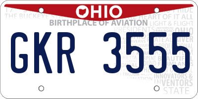 OH license plate GKR3555