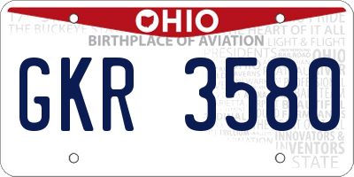 OH license plate GKR3580