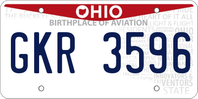 OH license plate GKR3596