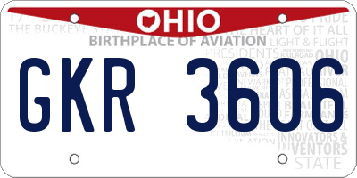 OH license plate GKR3606