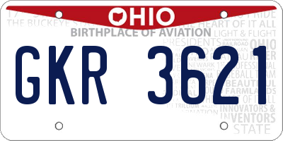 OH license plate GKR3621