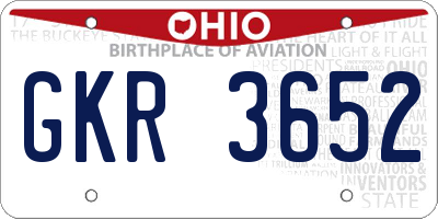 OH license plate GKR3652