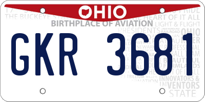 OH license plate GKR3681
