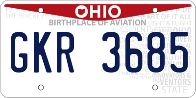OH license plate GKR3685