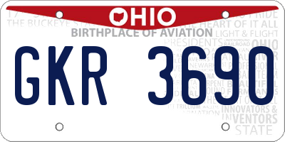 OH license plate GKR3690