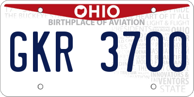OH license plate GKR3700