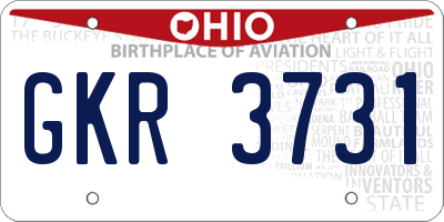 OH license plate GKR3731