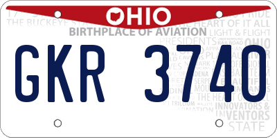 OH license plate GKR3740