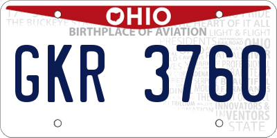 OH license plate GKR3760
