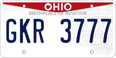 OH license plate GKR3777