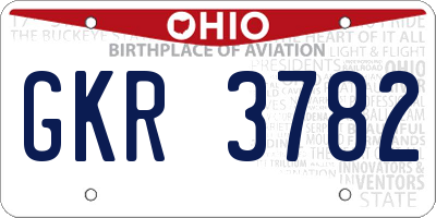 OH license plate GKR3782