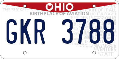OH license plate GKR3788