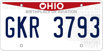OH license plate GKR3793
