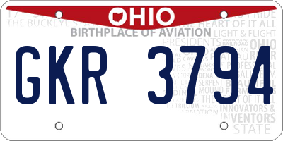 OH license plate GKR3794