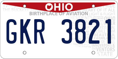 OH license plate GKR3821